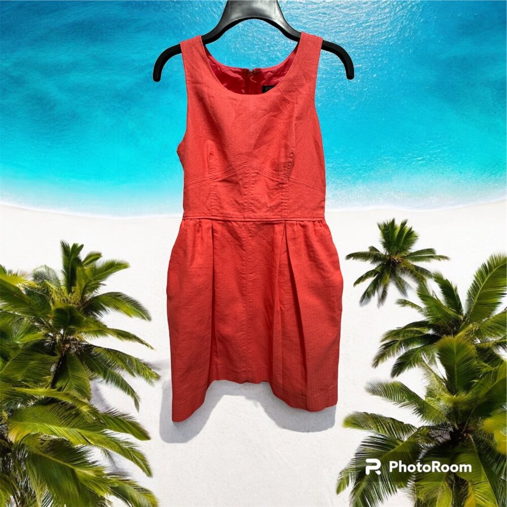 J.crew size 4 100% cotton sleeveless coral pleat tunic dress